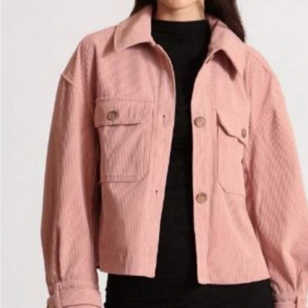 Avec Les Filles Blush Utility Jacket women’s cropped corduroy shirt jacket